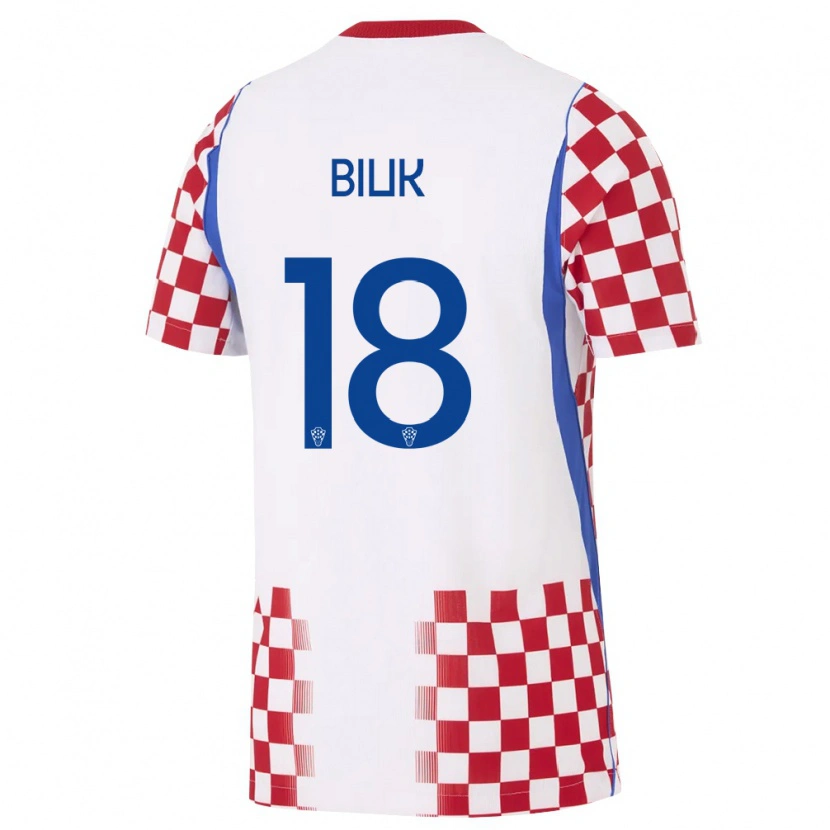 Danxen Women Croatia Stipe Biuk #18 White Red Blue Home Jersey 26-28 T-Shirt