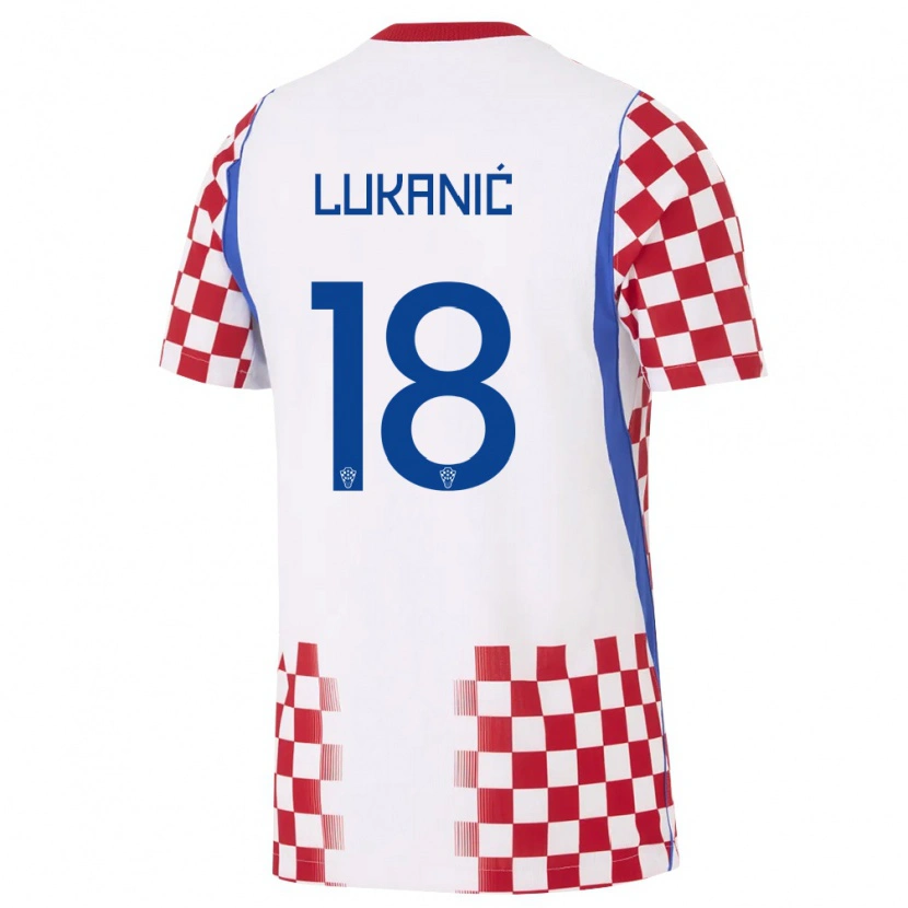 Danxen Women Croatia Luka Lukanic #18 White Red Blue Home Jersey 26-28 T-Shirt