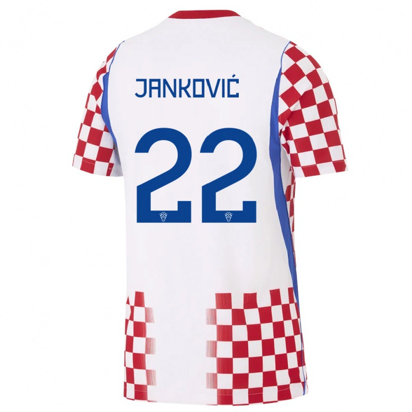 Danxen Women Croatia Niko Jankovic #22 White Red Blue Home Jersey 26-28 T-Shirt