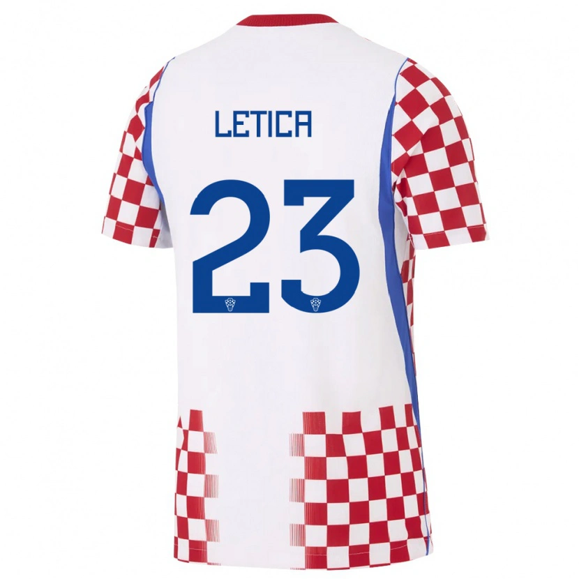 Danxen Women Croatia Karlo Letica #23 White Red Blue Home Jersey 26-28 T-Shirt