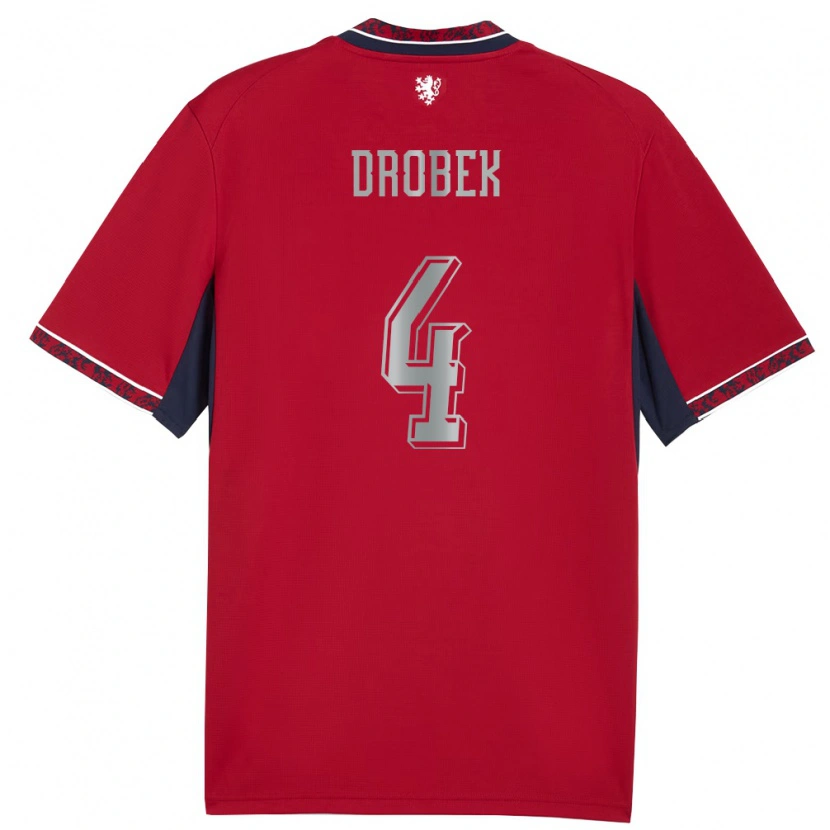 Danxen Women Czech Republic Ondrej Drobek #4 Red White Navy Home Jersey 26-28 T-Shirt