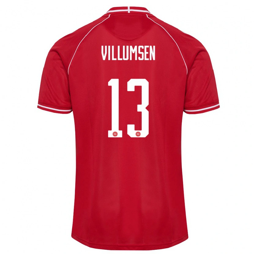 Danxen Women Denmark Elias Villumsen #13 Red White Home Jersey 26-28 T-Shirt