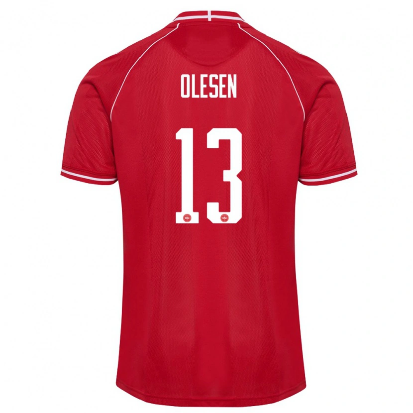 Danxen Women Denmark Karoline Olesen #13 Red White Home Jersey 26-28 T-Shirt