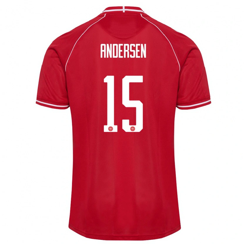 Danxen Women Denmark Jacob Andersen #15 Red White Home Jersey 26-28 T-Shirt