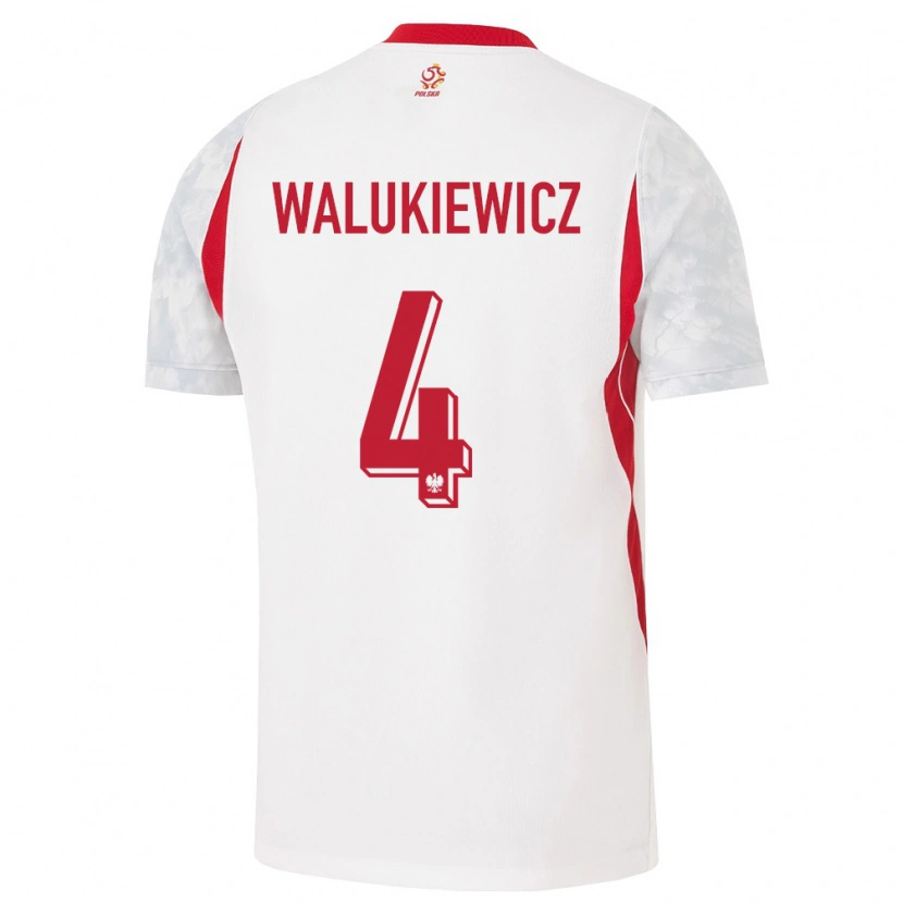 Danxen Women Poland Sebastian Walukiewicz #4 White Red Gray Home Jersey 26-28 T-Shirt