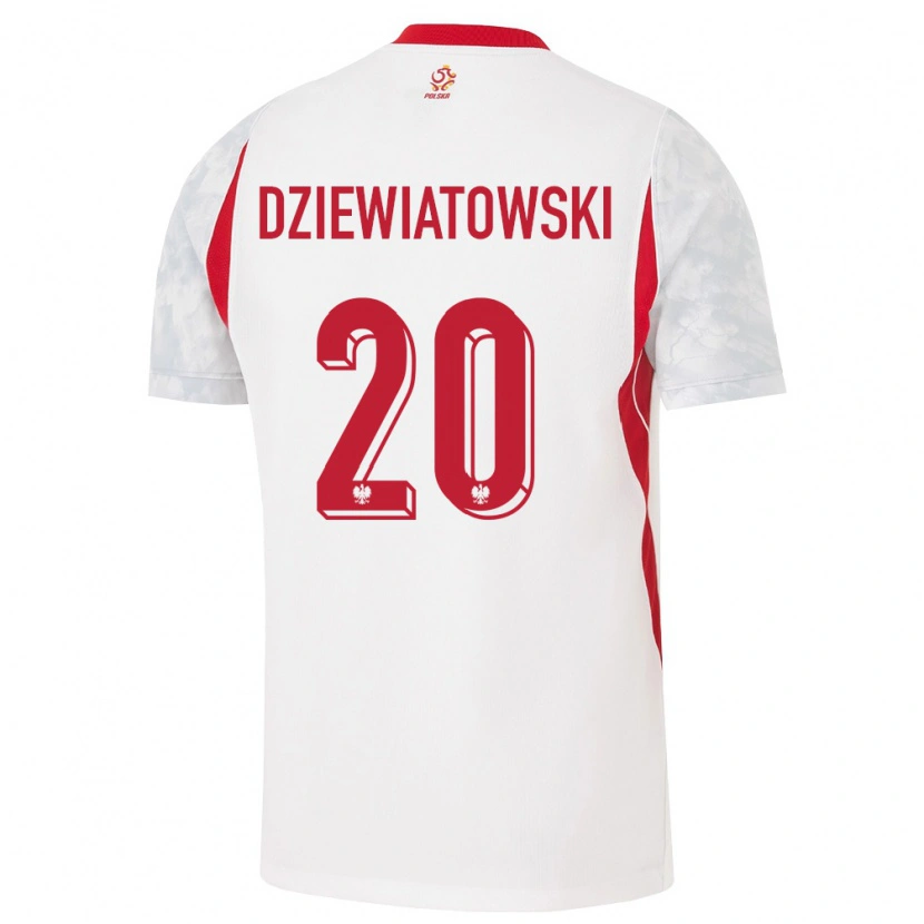 Danxen Women Poland Mateusz Dziewiatowski #20 White Red Gray Home Jersey 26-28 T-Shirt