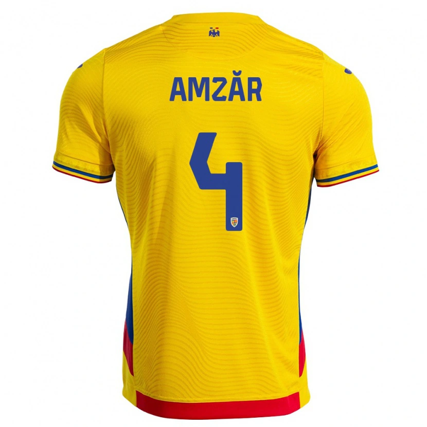 Danxen Women Romania Costin Amzăr #4 Yellow Red Home Jersey 26-28 T-Shirt