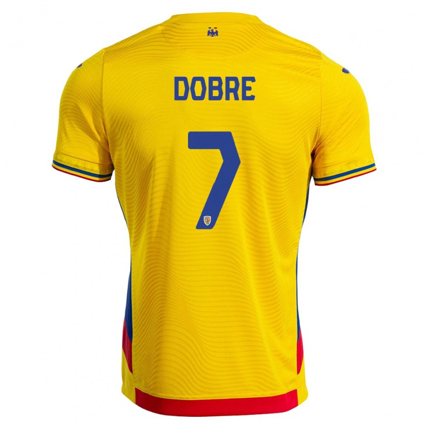 Danxen Women Romania Alexandru Dobre #7 Yellow Red Home Jersey 26-28 T-Shirt