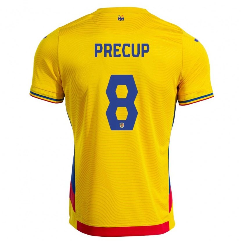 Danxen Women Romania Ioan Precup #8 Yellow Red Home Jersey 26-28 T-Shirt