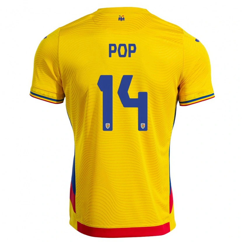 Danxen Women Romania Rareș Pop #14 Yellow Red Home Jersey 26-28 T-Shirt