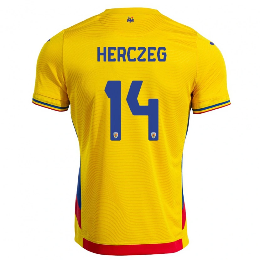 Danxen Women Romania Andrea Herczeg #14 Yellow Red Home Jersey 26-28 T-Shirt