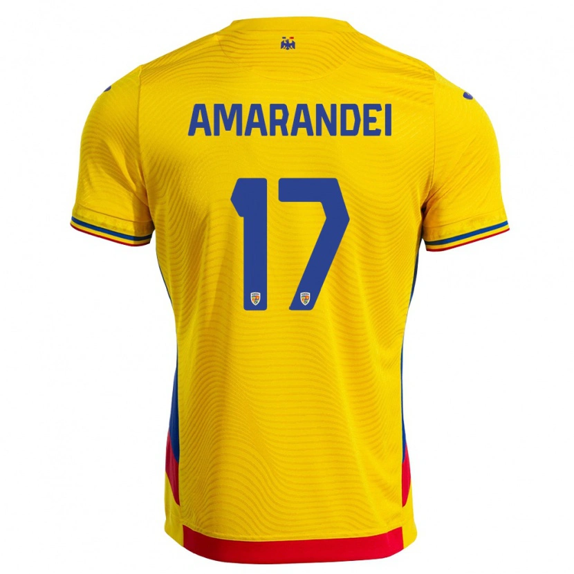 Danxen Women Romania Ștefan Amarandei #17 Yellow Red Home Jersey 26-28 T-Shirt