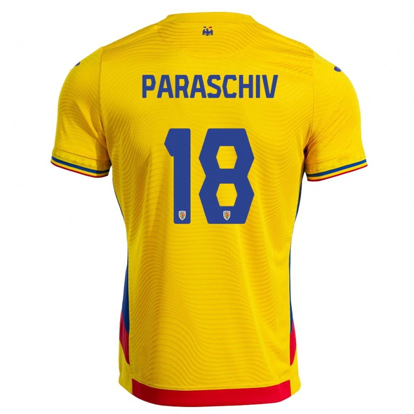 Danxen Women Romania David Paraschiv #18 Yellow Red Home Jersey 26-28 T-Shirt