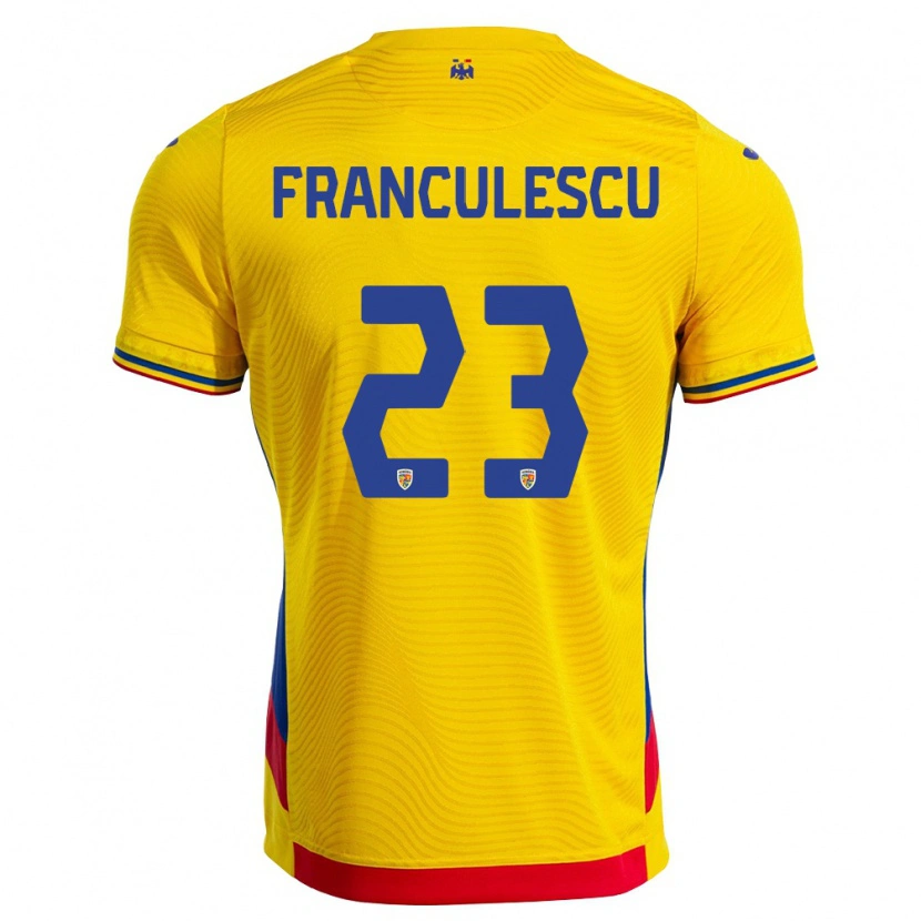 Danxen Women Romania Adrian Frănculescu #23 Yellow Red Home Jersey 26-28 T-Shirt