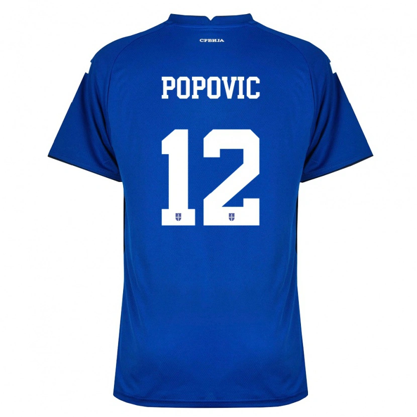 Danxen Women Serbia Veljko Popovic #12 Navy Red Home Jersey 26-28 T-Shirt