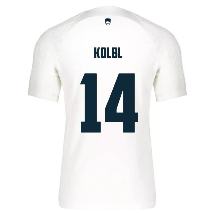 Danxen Women Slovenia Špela Kolbl #14 White Blue Home Jersey 26-28 T-Shirt