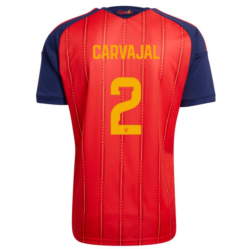Danxen Women Spain Daniel Carvajal #2 Red Navy Yellow Home Jersey 26-28 T-Shirt
