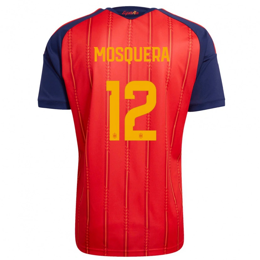 Danxen Women Spain Cristian Mosquera #12 Red Navy Yellow Home Jersey 26-28 T-Shirt