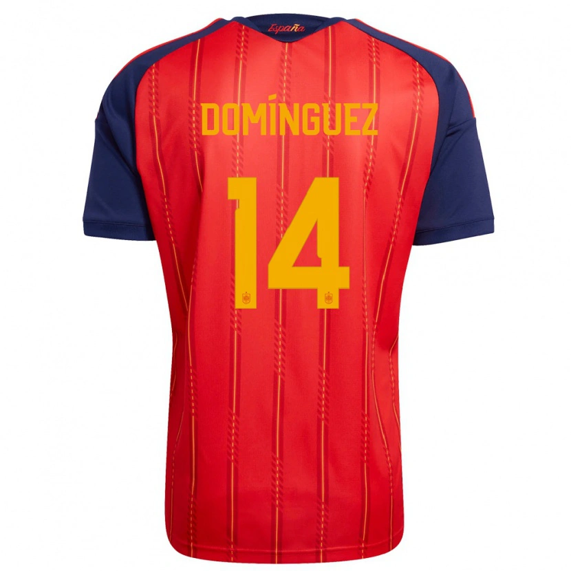 Danxen Women Spain Sergi Domínguez #14 Red Navy Yellow Home Jersey 26-28 T-Shirt