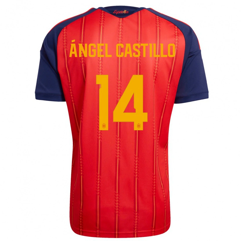 Danxen Women Spain Manuel Ángel Castillo #14 Red Navy Yellow Home Jersey 26-28 T-Shirt