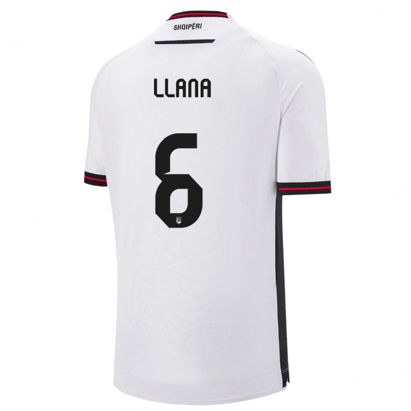 Danxen Women Albania Andreas Llana #6 White Black Away Jersey 26-28 T-Shirt