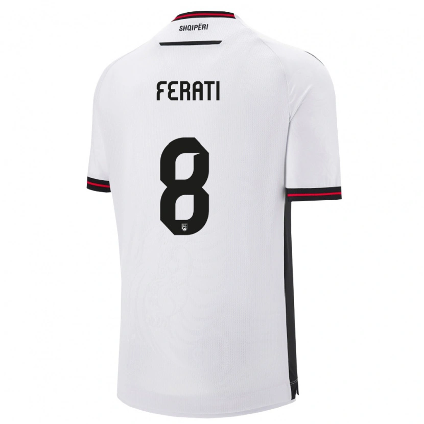 Danxen Women Albania Dijar Ferati #8 White Black Away Jersey 26-28 T-Shirt