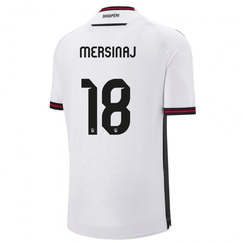 Danxen Women Albania Jon Mersinaj #18 White Black Away Jersey 26-28 T-Shirt