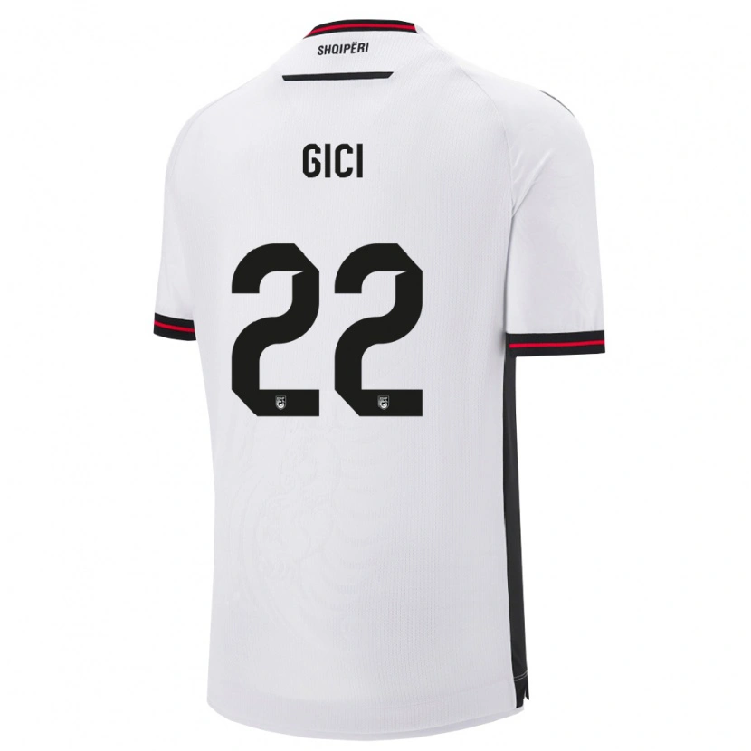 Danxen Women Albania Matias Gici #22 White Black Away Jersey 26-28 T-Shirt