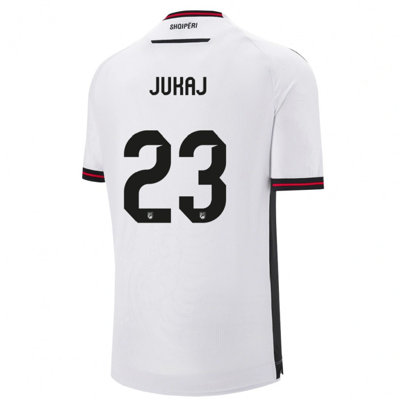 Danxen Women Albania Aron Jukaj #23 White Black Away Jersey 26-28 T-Shirt