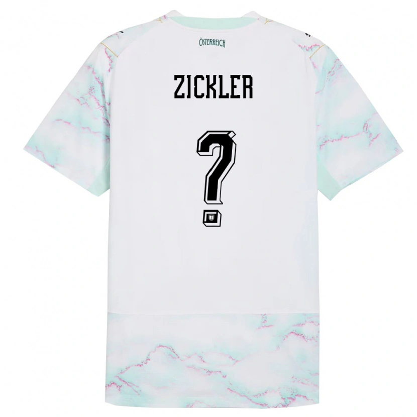 Danxen Women Austria Jakob Zickler #0 White Green Gold Away Jersey 26-28 T-Shirt