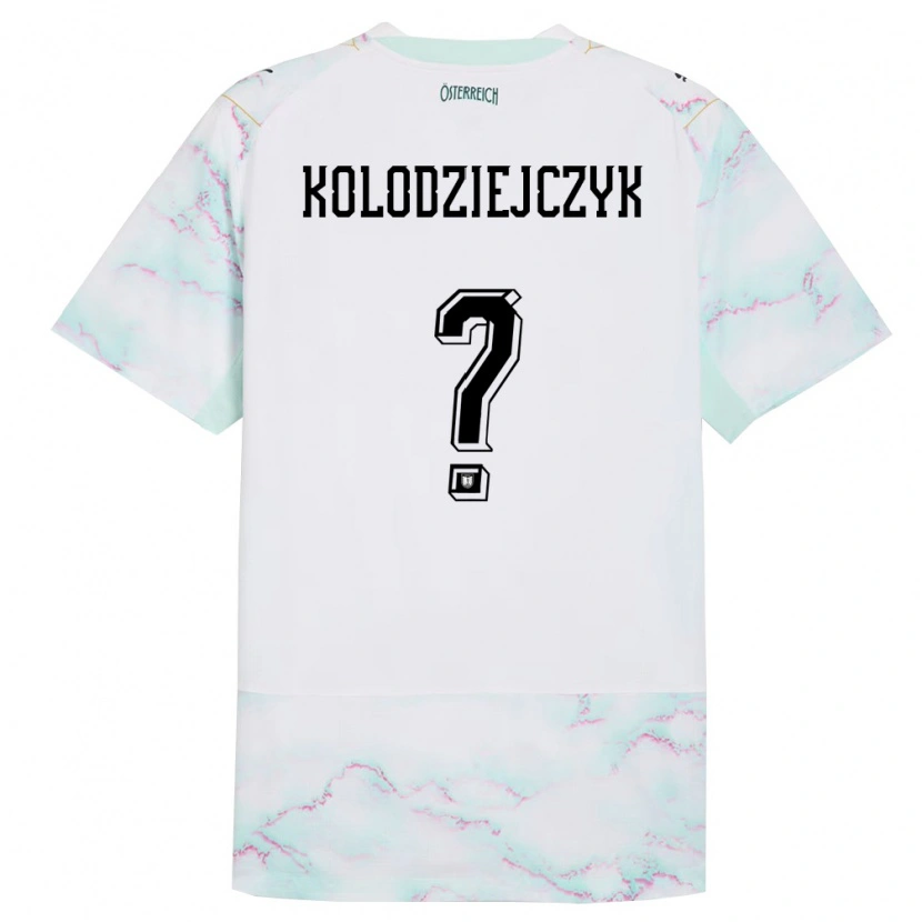 Danxen Women Austria Marek Kolodziejczyk #0 White Green Gold Away Jersey 26-28 T-Shirt