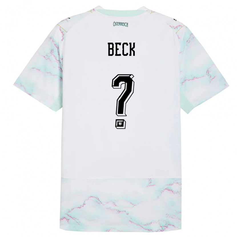 Danxen Women Austria Dominik Beck #0 White Green Gold Away Jersey 26-28 T-Shirt