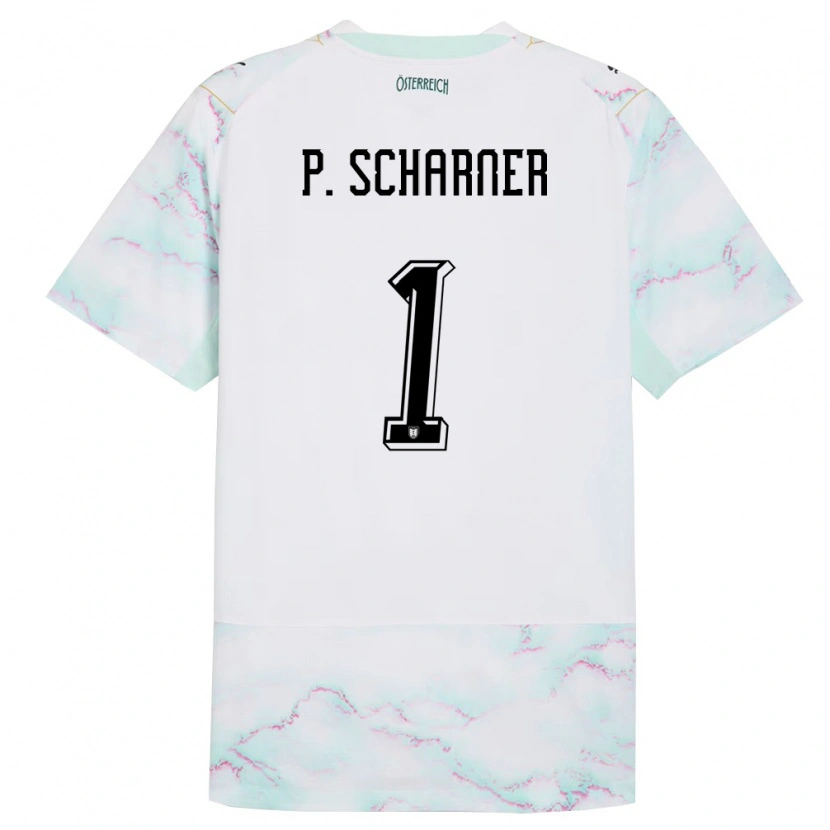 Danxen Women Austria Paul Scharner #1 White Green Gold Away Jersey 26-28 T-Shirt