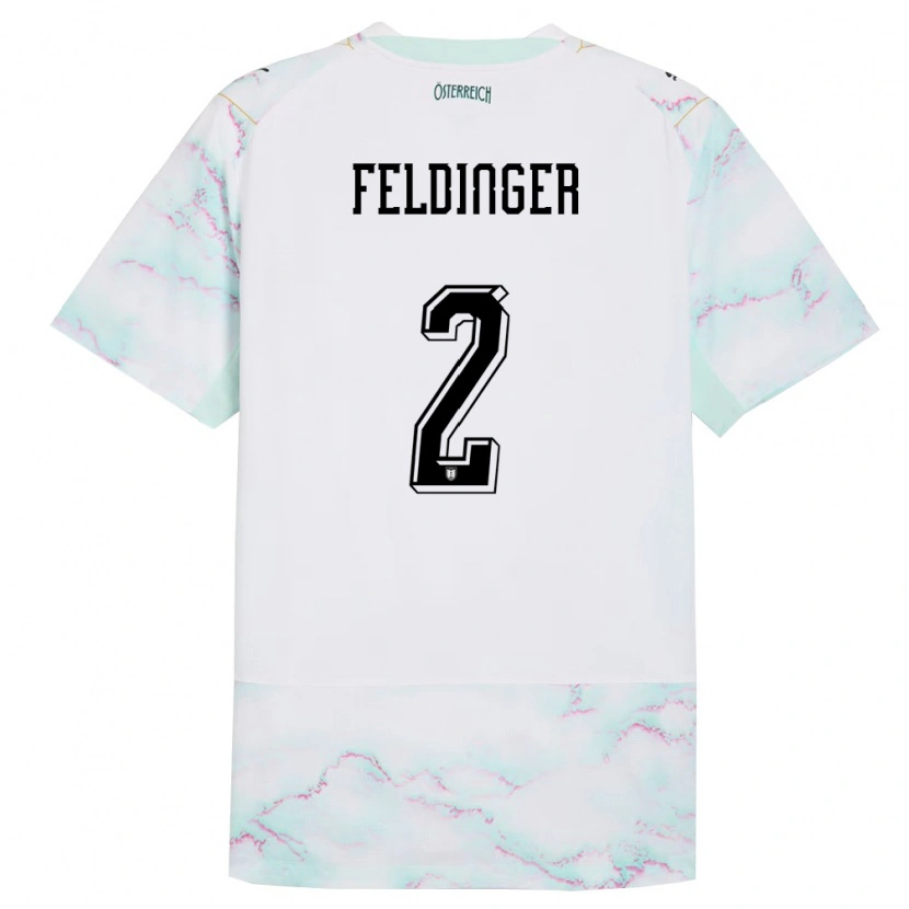 Danxen Women Austria Rafael Feldinger #2 White Green Gold Away Jersey 26-28 T-Shirt