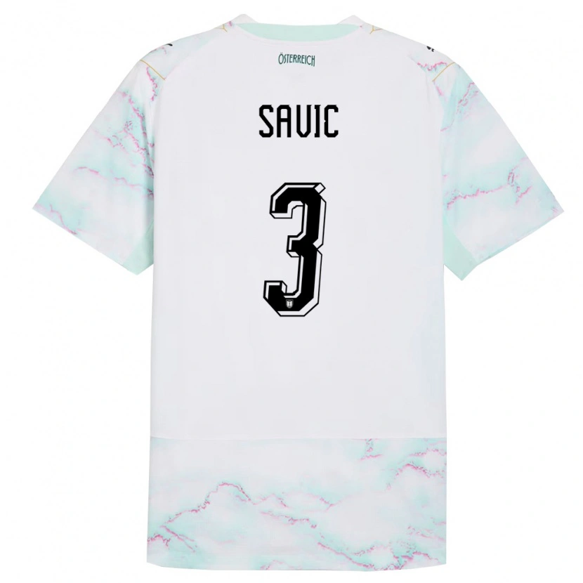 Danxen Women Austria Sergej Savic #3 White Green Gold Away Jersey 26-28 T-Shirt