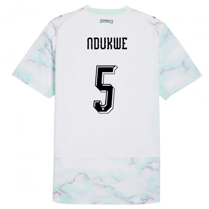 Danxen Women Austria Ifeanyi Ndukwe #5 White Green Gold Away Jersey 26-28 T-Shirt