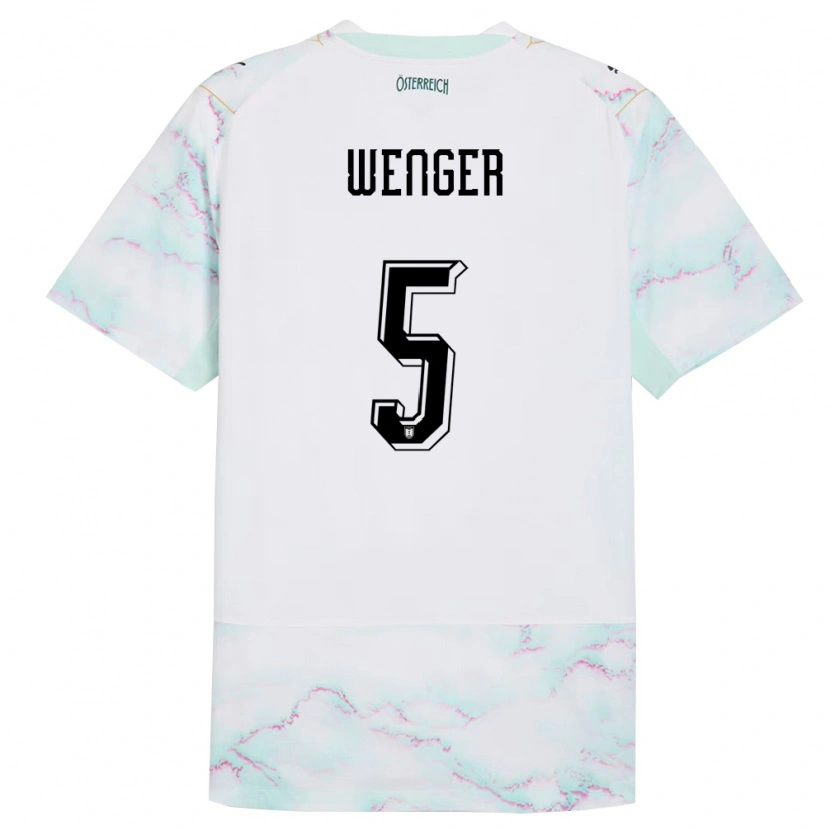 Danxen Women Austria Claudia Wenger #5 White Green Gold Away Jersey 26-28 T-Shirt