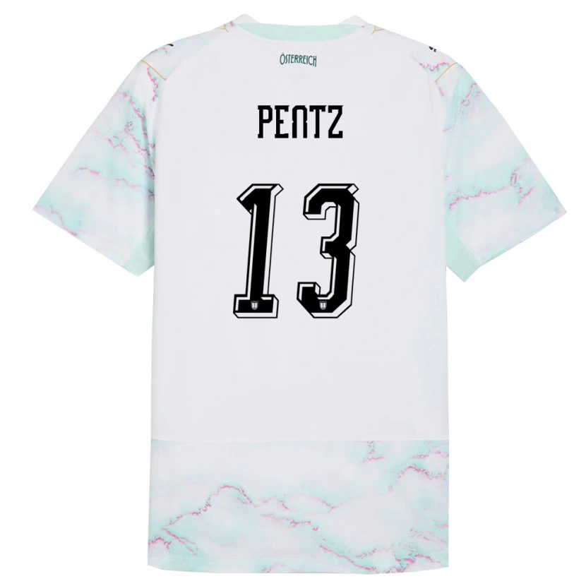 Danxen Women Austria Patrick Pentz #13 White Green Gold Away Jersey 26-28 T-Shirt