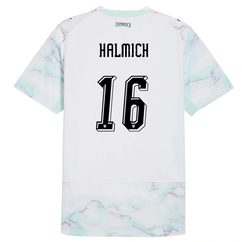 Danxen Women Austria Julian Halmich #16 White Green Gold Away Jersey 26-28 T-Shirt