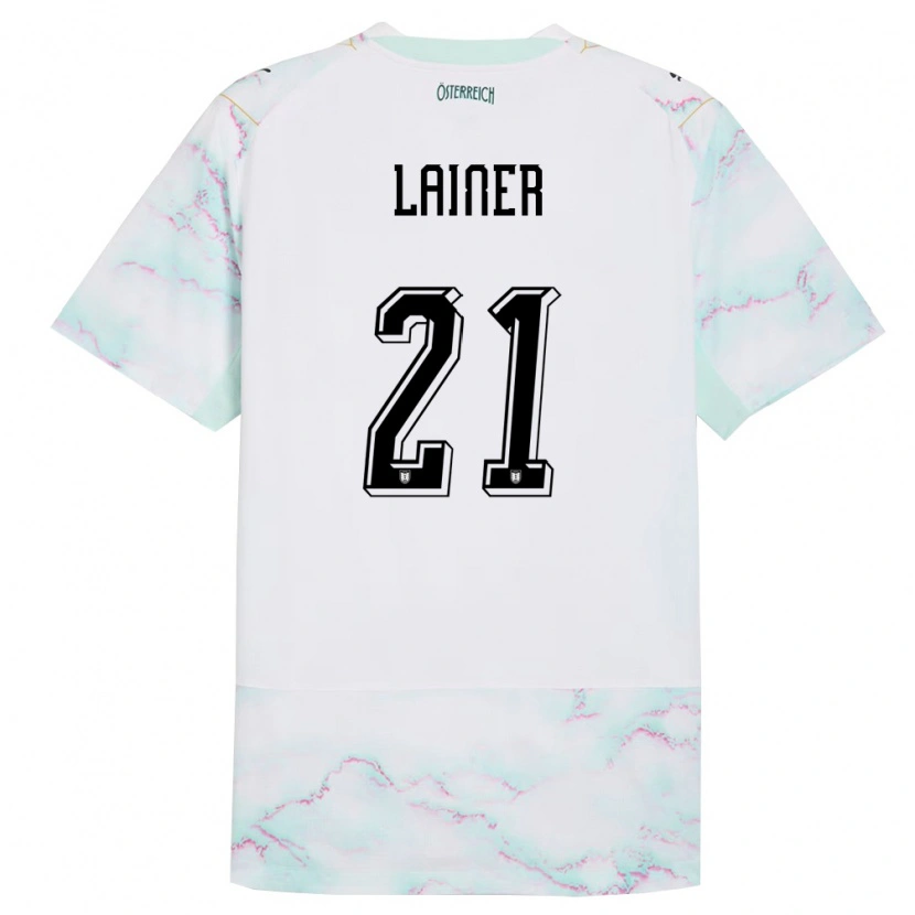 Danxen Women Austria Stefan Lainer #21 White Green Gold Away Jersey 26-28 T-Shirt