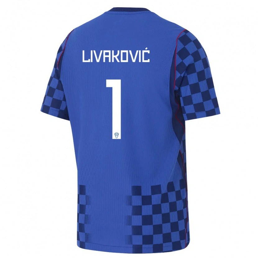 Danxen Women Croatia Dominik Livakovic #1 Blue Navy Red Away Jersey 26-28 T-Shirt
