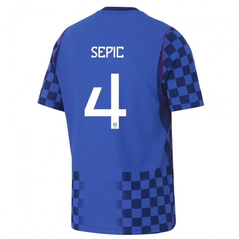 Danxen Women Croatia Niko Sepic #4 Blue Navy Red Away Jersey 26-28 T-Shirt
