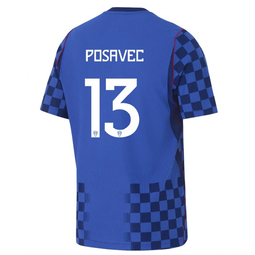 Danxen Women Croatia Luka Posavec #13 Blue Navy Red Away Jersey 26-28 T-Shirt
