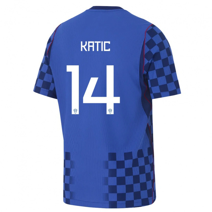 Danxen Women Croatia Ivan Katic #14 Blue Navy Red Away Jersey 26-28 T-Shirt