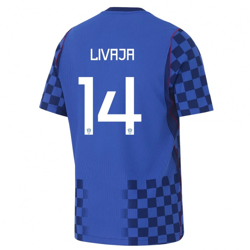 Danxen Women Croatia Marko Livaja #14 Blue Navy Red Away Jersey 26-28 T-Shirt
