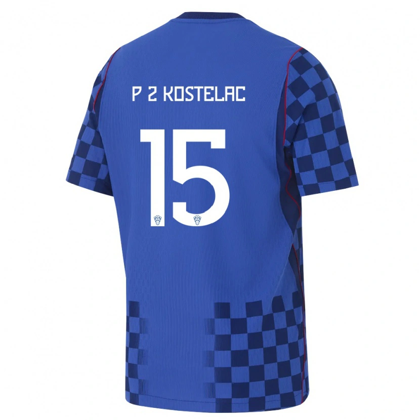 Danxen Women Croatia Petar Zvonimir Kostelac #15 Blue Navy Red Away Jersey 26-28 T-Shirt