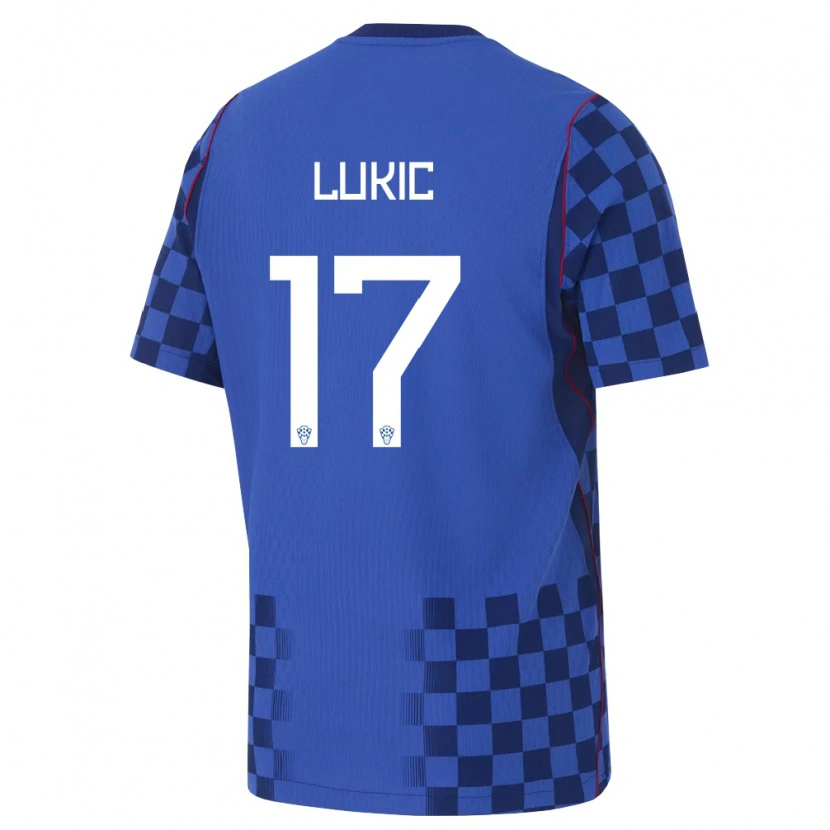 Danxen Women Croatia Oliver Lukic #17 Blue Navy Red Away Jersey 26-28 T-Shirt