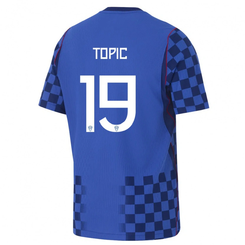 Danxen Women Croatia Fran Topic #19 Blue Navy Red Away Jersey 26-28 T-Shirt