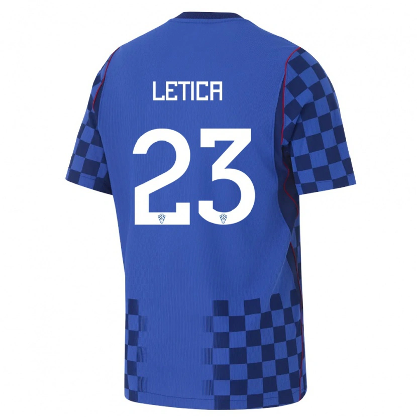 Danxen Women Croatia Karlo Letica #23 Blue Navy Red Away Jersey 26-28 T-Shirt