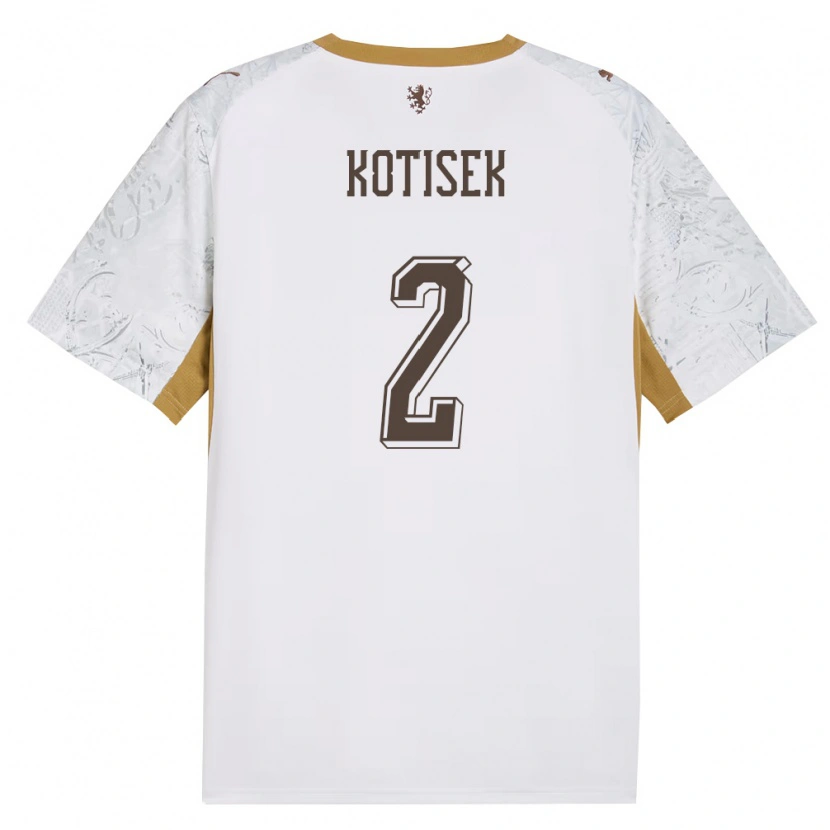Danxen Women Czech Republic Maxim Kotisek #2 Off-White Gold Gray Away Jersey 26-28 T-Shirt